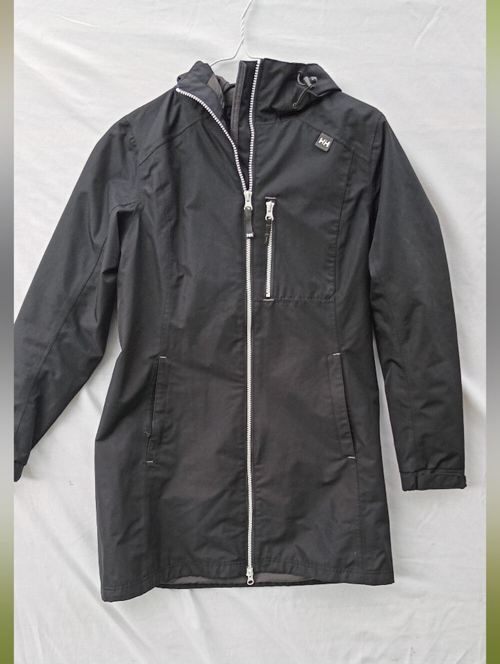 Helly Hansen Black Hooded Raincoat with Front Zip